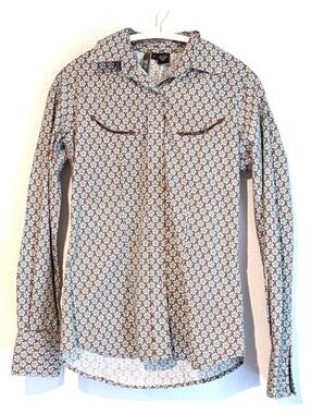 R U Cowgirl Cotton Long Sleeve Collared Western Floral Shirt Size Small